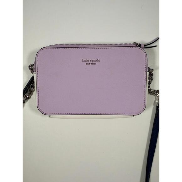 Handbags - Kate Spade Double Up Small  Saffiano Leather Lilac White Crossbody Bag